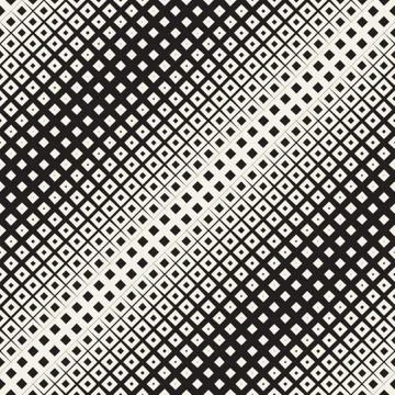 Stylish Minimalistic Halftone Grid. . Vector Seamless Black and White Pattern イラスト素材