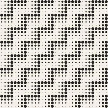 Stylish Minimalistic Halftone Grid. Vector Seamless Black and White Pattern Stock Illustration