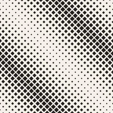 Stylish Minimalistic Halftone Grid. . Vector Seamless Black and White Pattern Stock Illustration