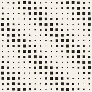Stylish Minimalistic Halftone Grid. . Vector Seamless Black and White Pattern Stock Illustration