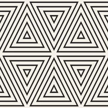 Stylish Minimalistic Triangle Shape Lines Grid. Vector Seamless Black and W.. Stockillustratie