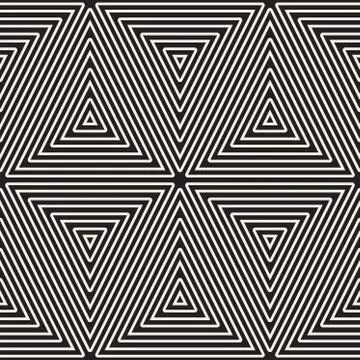 Stylish Minimalistic Triangle Shape Lines Grid. Vector Seamless Black and W.. Stockillustratie