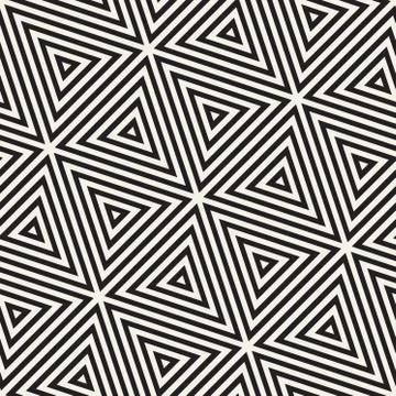 Stylish Minimalistic Triangle Shape Lines Grid. Vector Seamless Black and W.. Stockillustratie