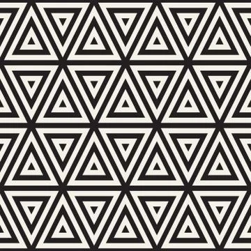 Stylish Minimalistic Triangle Shape Lines Grid. Vector Seamless Black and W.. Stockillustratie