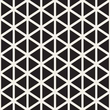 Stylish Minimalistic Triangle Shape Lines Grid. Vector Seamless Black and White Stockillustratie