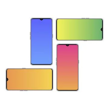 Stylish mobile mockup vector illustration with multicolor screen on a white b Stock Illustration