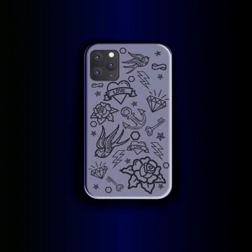 Stylish mock up smartphone. Creative print design old school style Stock Illustration
