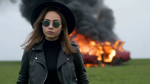 Stylish model of an exploding car Stock Footage 95192944