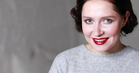 Stylish model with retro makeup Stock Footage 83186980