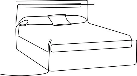A stylish modern bed with attached headboard and built-in storage drawers u.. Illustrazione stock