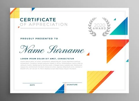 Stylish modern certicate of appreciation template design Stock Illustration