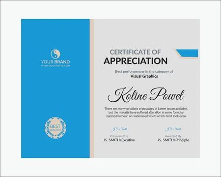 Stylish modern certificate of achievement template design Stock Illustration