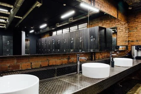 Stylish modern comfortable spacious dressing room. Interior, nobody. Expensive Stock Photos
