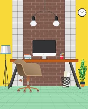 Stylish modern computer room Stock Illustration