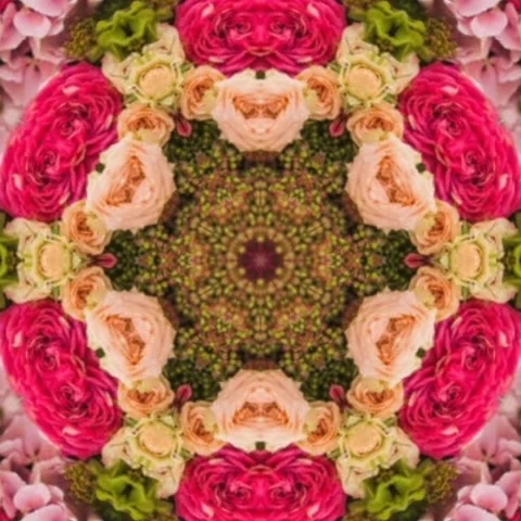 Stylish Modern Elegant Pattern Seamless Circle Kaleidoscope flowers Stock Footage 227528334