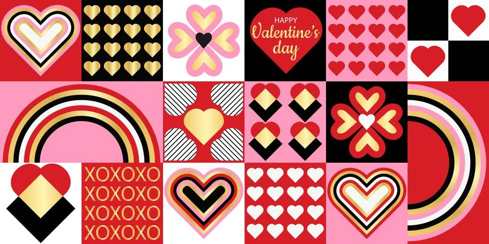 Stylish modern geometric pattern for Valentine's Day. Stock Illustration