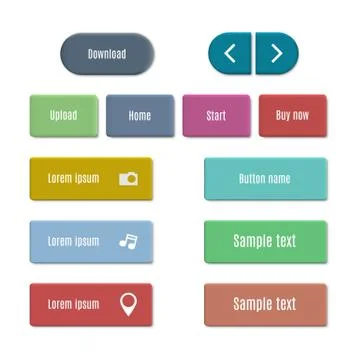 Stylish multicolored web buttons with 3D effect, vector illustration Stock Illustration