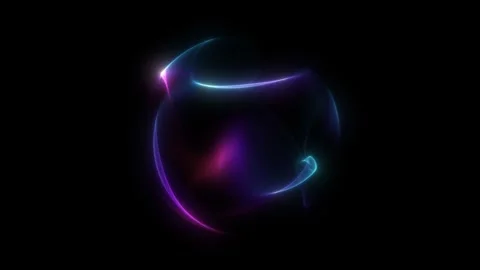Stylish neon glowing sphere with blue pink gradient. Trendy 3D animated bal.. Stock Footage 320802423