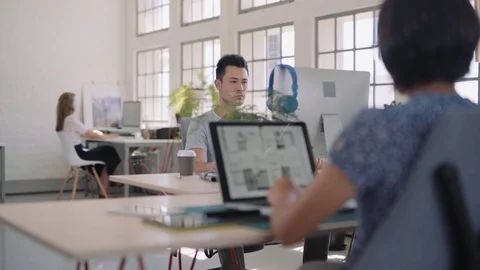 Stylish office space with people working Stock Footage 71626571
