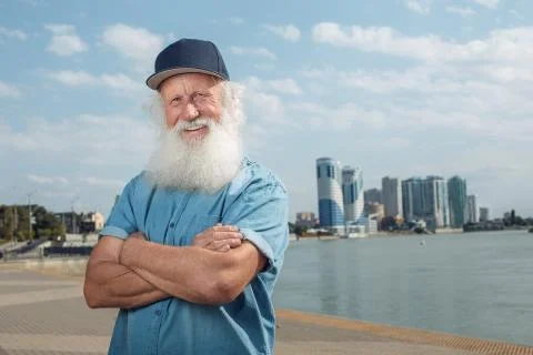 Stylish old man with beard Stock Photos