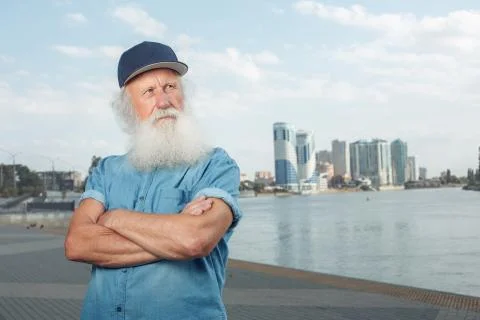 Stylish old man with beard Stock Photos