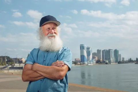 Stylish old man with beard Stock Photos