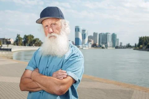 Stylish old man with beard Stock Photos