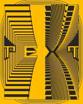 Stylish Optical Illusion Text Poster Contemporary Geometric Pattern Art イラスト素材