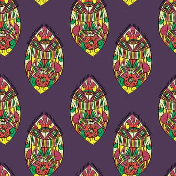 Stylish oriental pattern of geometric feathers. Seamless vector pattern. Stock Illustration