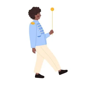 A Stylish Parade Performer skillfully showcasing their baton during a vibrant Stock Illustration