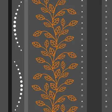 Stylish pattern of circles and stripes and leaves Stock Illustration