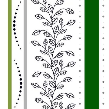 Stylish pattern of leaves and circles and stripes Illustrazione stock