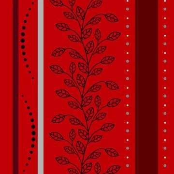 Stylish pattern of leaves and circles and stripes Stock Illustration