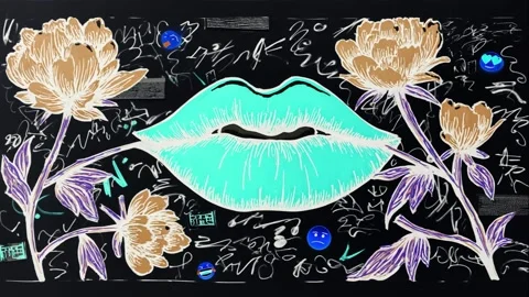 Stylish pattern with makeup brushes, pencils, and lipsticks Video stock 308056601