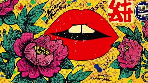 Stylish pattern with mascaras, eyeliners, and powder kits Stock Footage 308057742