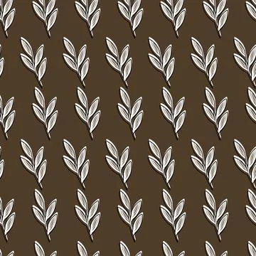 A stylish pattern of plants and flowers on a beige background. For wedding Illustrazione stock