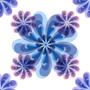 Stylish pattern of transparent flowers and petals. Summer fresh pattern in blue Stock Illustration