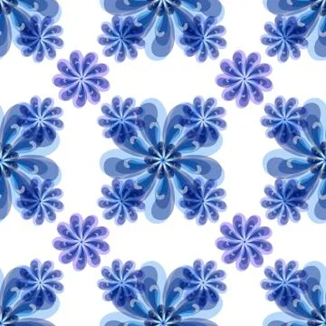 Stylish pattern of transparent flowers and petals. Summer fresh pattern in blue Stock Illustration