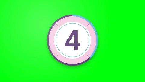 Stylish Pink Circular Countdown Timer Animation on Green Screen Background. Stock Footage 333155564