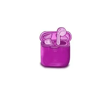 Stylish pink wireless headphones in a case, fashion illustration Stock Illustration