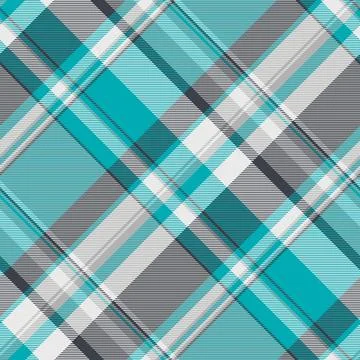 Stylish plaid pattern featuring shades of teal, gray, and white. Ideal for ba Illustrazione stock