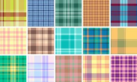 Stylish plaid pattern pack built for branding kits. Distinct tartan styles .. Illustrazione stock