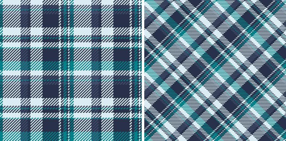 Stylish plaid pattern. Versatile seamless texture in teal, navy, and light bl Illustrazione stock