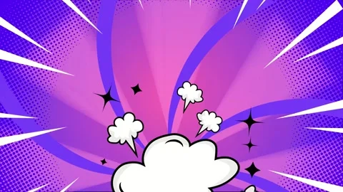 Stylish pop art explosion in comic style featuring dramatic clouds and stars Stock Footage 293047655