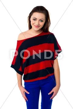 Stylish pretty girl in trendy clothing Stock Photos