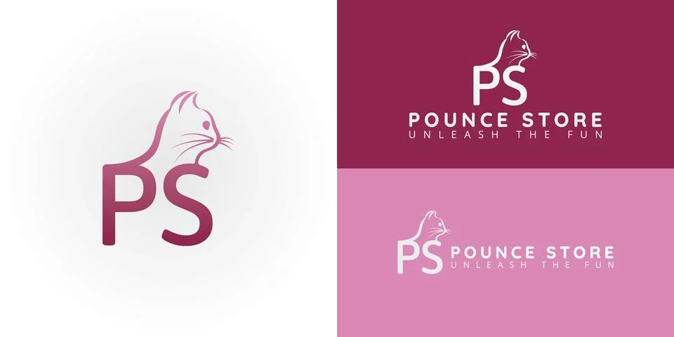 Stylish PS initials with an integrated pet design Stock Illustration