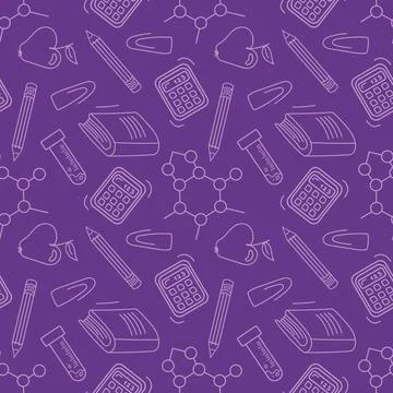 This is a Stylish Purple Pattern that showcases Various Fun Elements throughout Stock Illustration