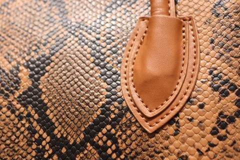 This is a stylish Python print handbag that features unique, highquality leather Stock Photos