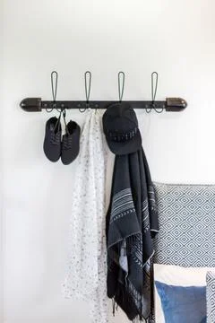 Stylish rack with hooks 스톡 사진