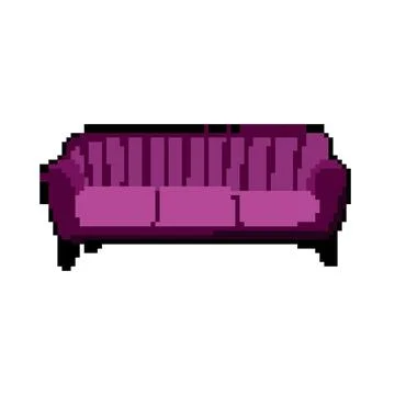 Stylish reception sofa pixel art vector illustration Ilustración de archivo